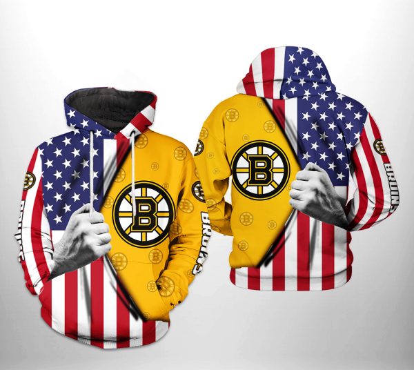 Boston Bruins NHL US FLag 3D Printed Hoodie/Zipper Hoodie
