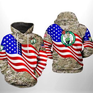 Boston Celtics NBA US Flag Camo Veteran Team 3D Printed Hoodie/Zipper Hoodie
