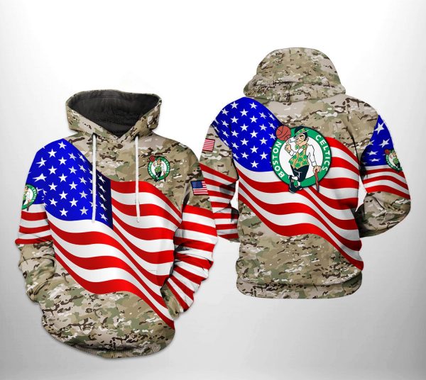 Boston Celtics NBA US Flag Camo Veteran Team 3D Printed Hoodie/Zipper Hoodie