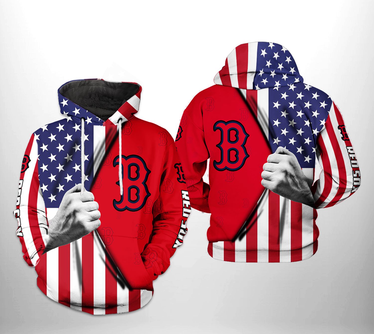 Boston Red Sox MLB US Flag 3D Printed Hoodie/Zipper Hoodie Boston Red Sox MLB US Flag 3D Printed Hoodie/Zipper Hoodie