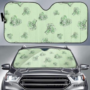 Broccoli Sketch Pattern Car Auto Sun Shade