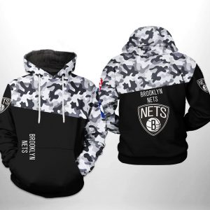 Brooklyn Nets NBA Camo Veteran Team 3D Printed Hoodie/Zipper Hoodie