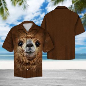 Brown Alpaca Hawaiian Shirt Summer Button Up