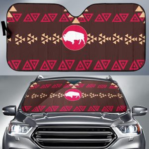 Brown Bison Native American Design Car Auto Sun Shade