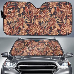 Brown Floral Bohemian Car Auto Sun Shade