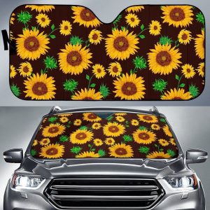 Brown Sunflower Car Auto Sun Shade