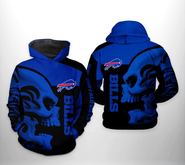 Buffalo Bills NFL Skull 3D Printed Hoodie/Zipper Hoodie