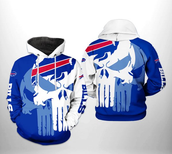 Buffalo Bills NFL Team Skull 3D Printed Hoodie/Zipper Hoodie