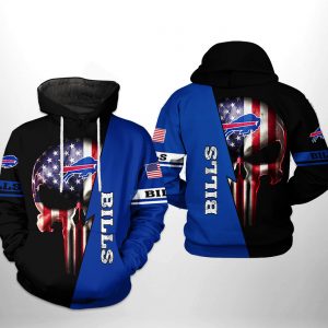 Buffalo Bills NFL US Flag Skull Team 3D Printed Hoodie/Zipper Hoodie