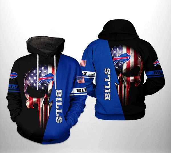 Buffalo Bills NFL US Flag Skull Team 3D Printed Hoodie/Zipper Hoodie