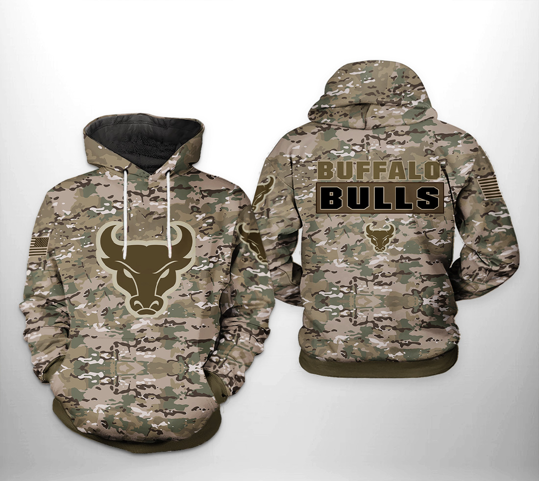 Buffalo Bulls NCAA Camo Veteran 3D Printed Hoodie/Zipper Hoodie Buffalo Bulls NCAA Camo Veteran 3D Printed Hoodie/Zipper Hoodie