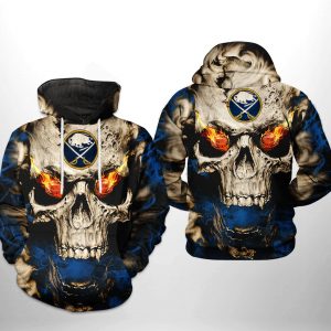 Buffalo Sabres NHL Skull 3D Printed Hoodie/Zipper Hoodie