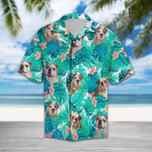 Bull Dog Hawaiian Shirt Summer Button Up