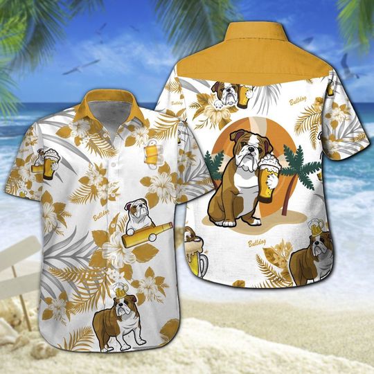 Bulldog Beer Hawaiian Shirt Summer Button Up
