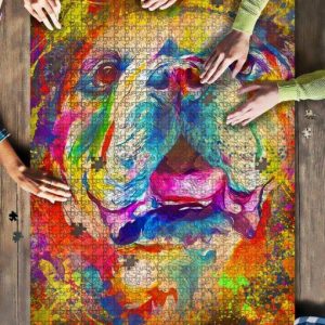 Bulldog Dog Colorful Jigsaw Puzzle Set