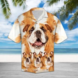 Bulldog Great Hawaiian Shirt Summer Button Up