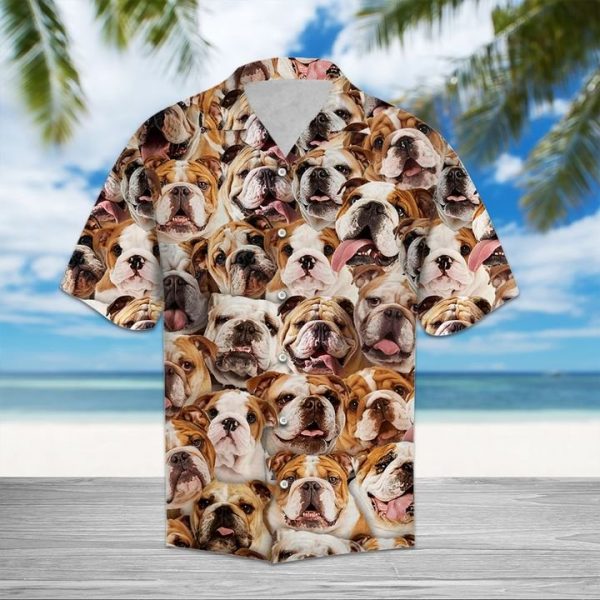 Bulldog Hawaiian Shirt Summer Button Up