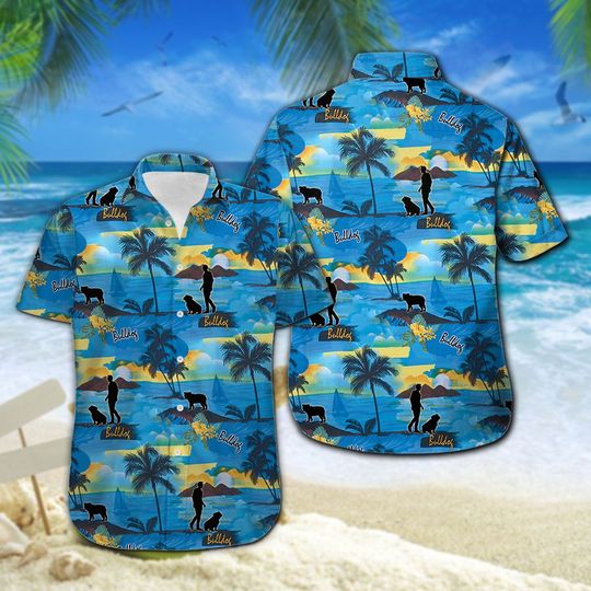 Bulldog Hawaiian Shirt Summer Button Up