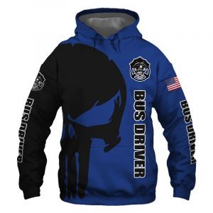 Bus Driver Punisher Skull US Flag Black Blue 3D Printed Hoodie/Zipper Hoodie