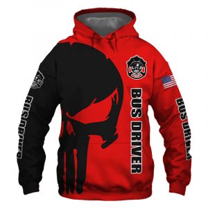 Bus Driver Punisher Skull US Flag Black Red 3D Printed Hoodie/Zipper Hoodie