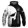 Bus Driver Punisher Skull US Flag Black White 3D Printed Hoodie/Zipper Hoodie