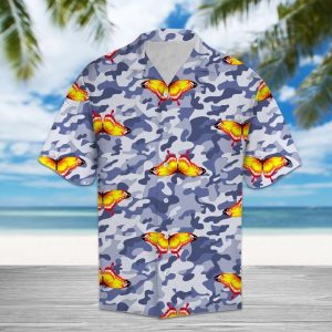 Butterfly Camo Hawaiian Shirt Summer Button Up