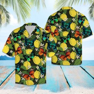 Butterfly Lemons Hawaiian Shirt Summer Button Up