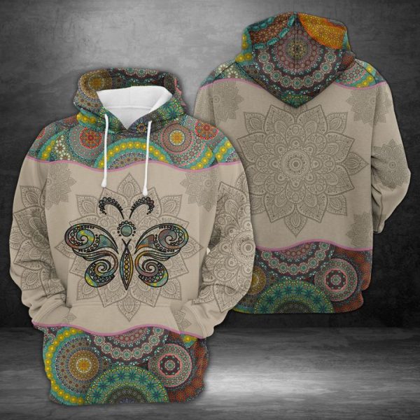 Butterfly Mandala 3D Printed Hoodie/Zipper Hoodie