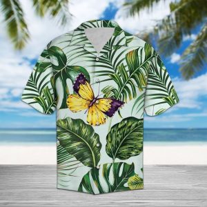 Butterfly Palm Hawaiian Shirt Summer Button Up