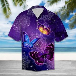 Butterfly Purple Hawaiian Shirt Summer Button Up