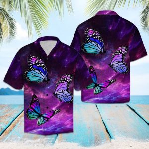 Butterfly Purple Light Hawaiian Shirt Summer Button Up