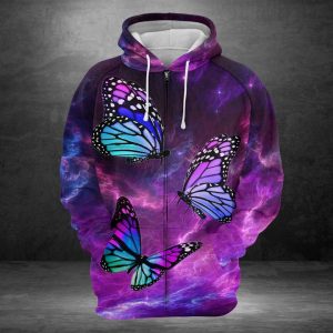 Butterfly Purple Sky 3D Printed Hoodie/Zipper Hoodie