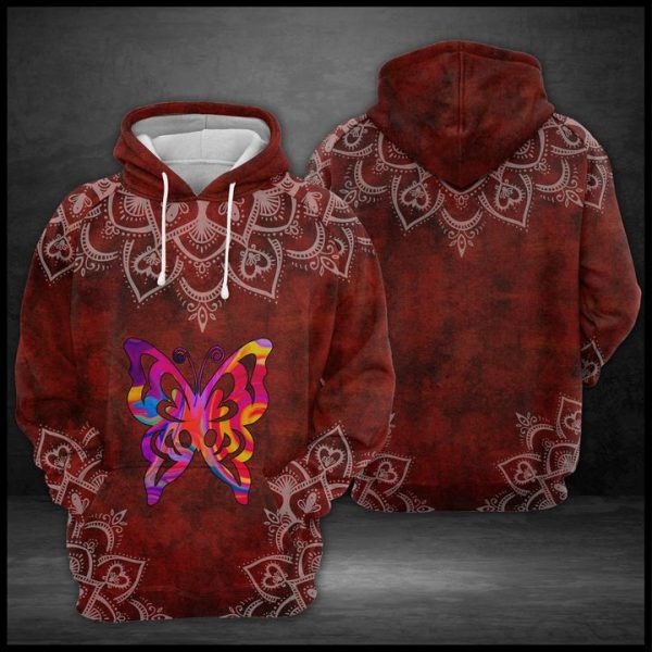 Butterfly Red Mandal 3D Printed Hoodie/Zipper Hoodie