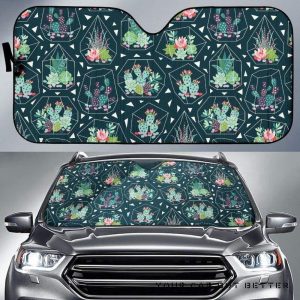 Cactus Glass Terrarium Pattern Car Auto Sun Shade