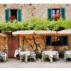 Cafe Tables And Chairs Outside Old Building Jigsaw Puzzle Set