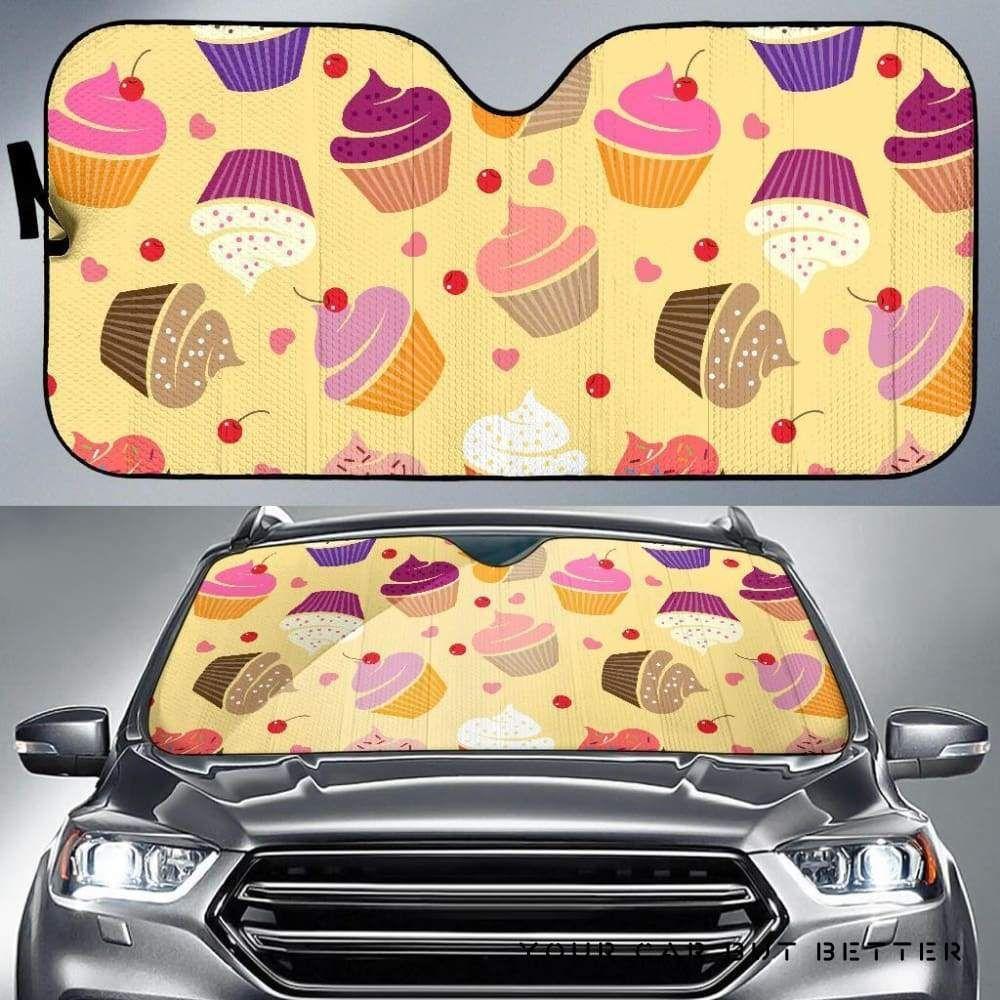 Cake Cupcake Heart Cherry Pattern Car Auto Sun Shade Cake Cupcake Heart Cherry Pattern Car Auto Sun Shade