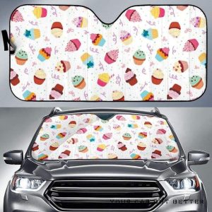 Cake Cupcake Pattern Car Auto Sun Shade