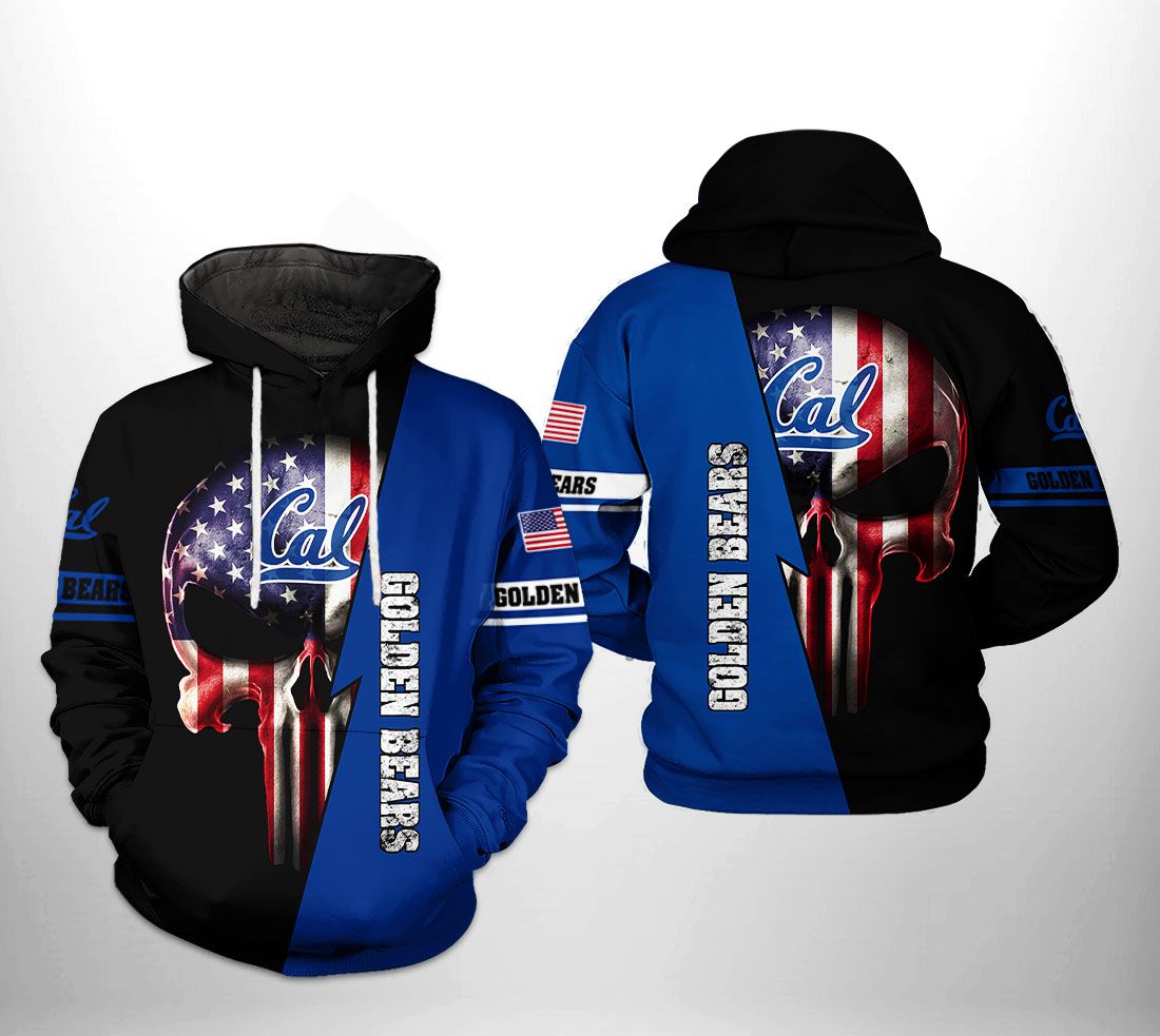 California Golden Bears NCAA US Flag Skull 3D Printed Hoodie/Zipper Hoodie California Golden Bears NCAA US Flag Skull 3D Printed Hoodie/Zipper Hoodie