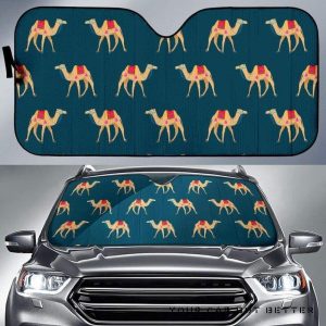 Camel Pattern Blue Blackground Car Auto Sun Shade