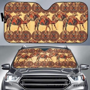 Camel Polynesian Tribal Pattern Car Auto Sun Shade