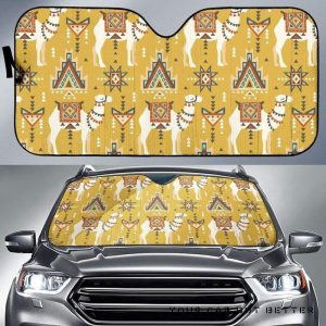 Camels Ethnic Motif Pattern Car Auto Sun Shade