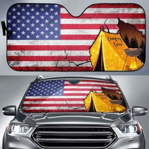 Camping American Flag Car Auto Sun Shade