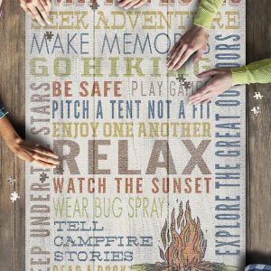 Camping Rules Rustic Jigsaw Puzzle Set