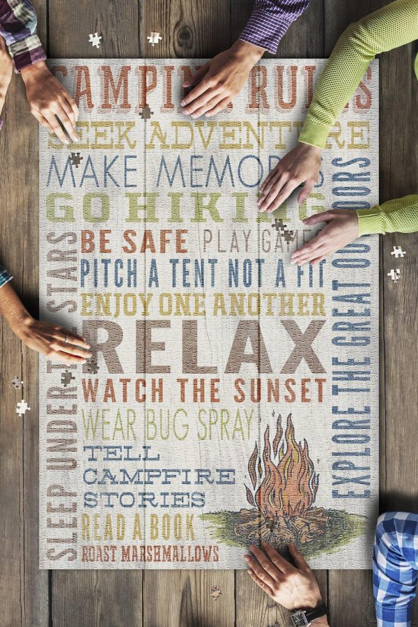 Camping Rules Rustic Jigsaw Puzzle Set