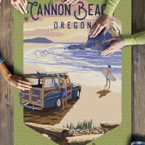 Cannon Beach, Oregon Woody And Haystack Rock Contour Jigsaw Puzzle Set
