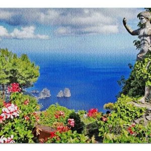 Capri Statue, Flowers, & Blue Water Jigsaw Puzzle Set