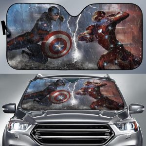 Captain America And Iron Man Marvel Movie Car Auto Sun Shade