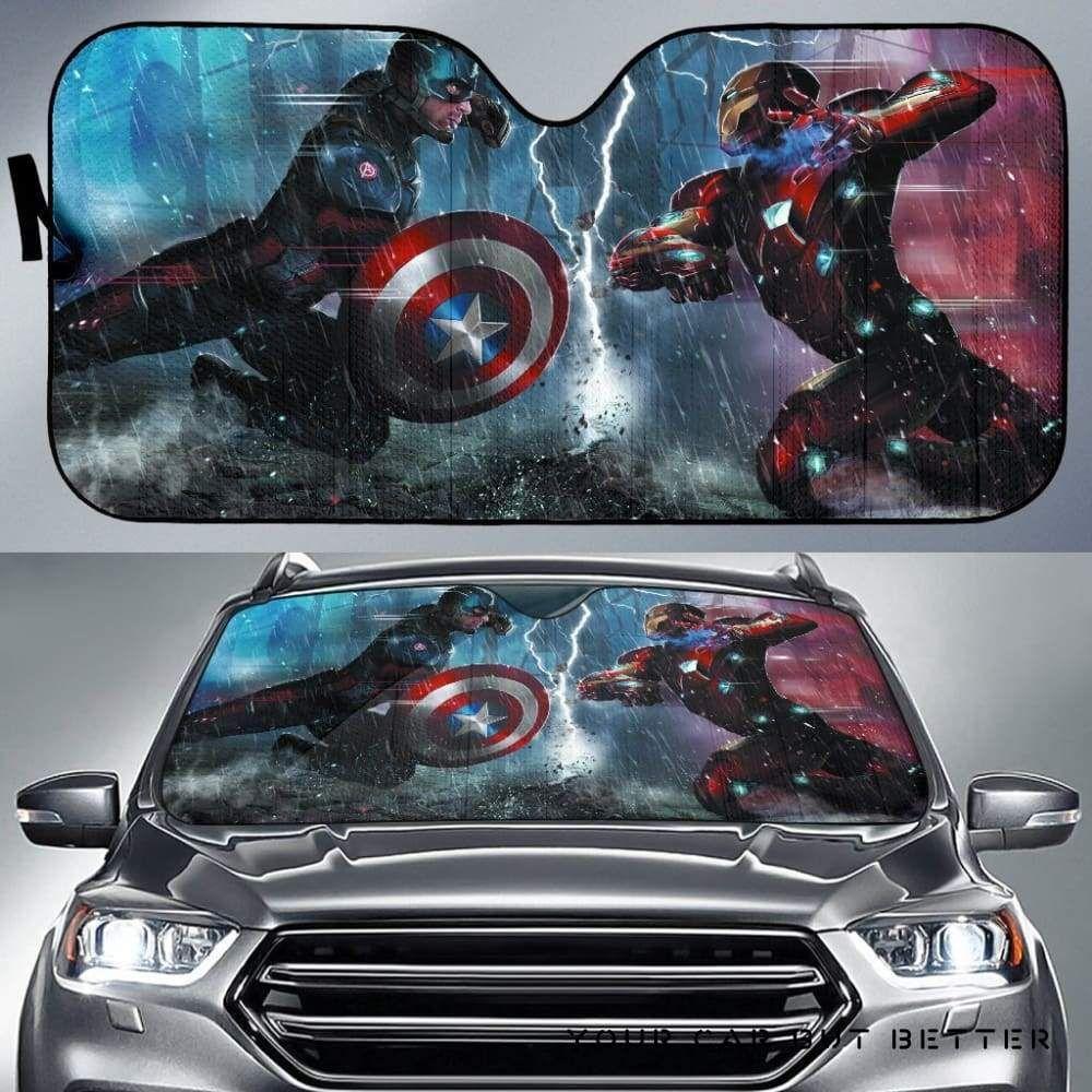 Captain America Vs Iron Man Car Auto Sun Shade Captain America Vs Iron Man Car Auto Sun Shade