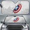 Captain American Sheild Broken Glas Car Auto Sun Shade