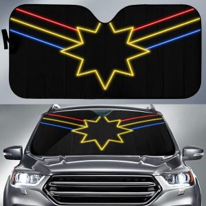 Captain Marvel Neon Car Auto Sun Shade